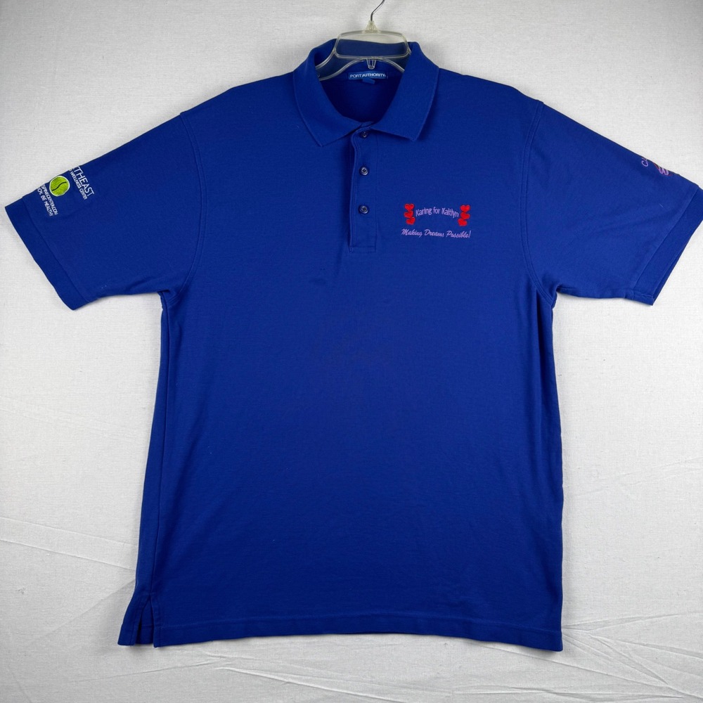 Port Authority Mens Blue Karing for Kaitlyn Embroidered Polo Shirt Large